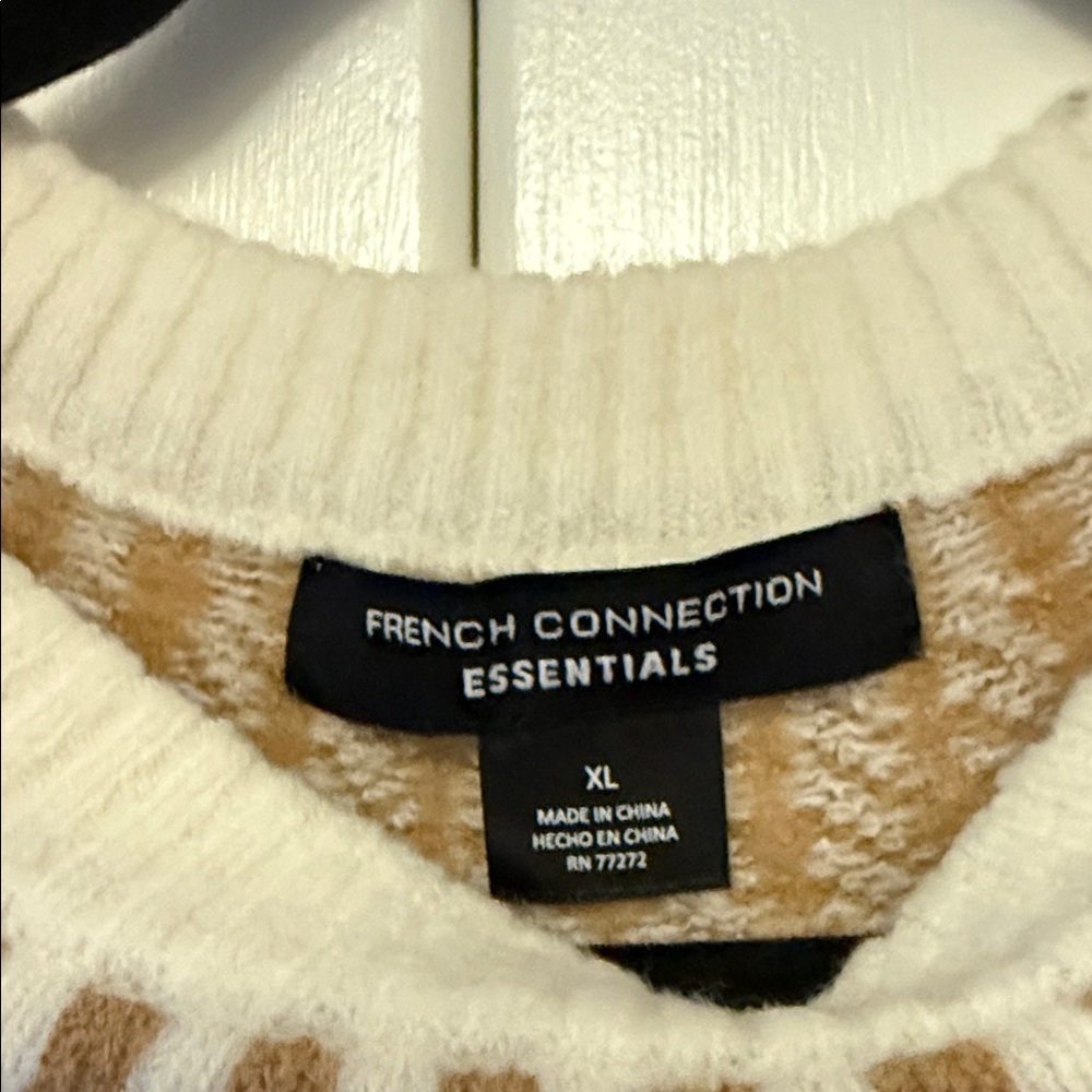 French Connection Tan and White Patterned Sweater - Picture 3 of 3